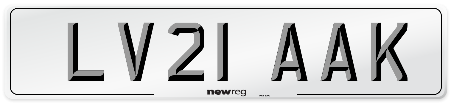 LV21 AAK Number Plate from New Reg